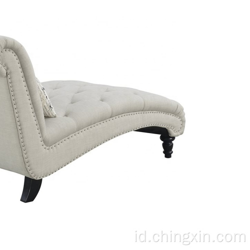 Nordic Custom Reclinable Beige Button Tipisan Kain Sofa Kursi Sofa Modern Beludru